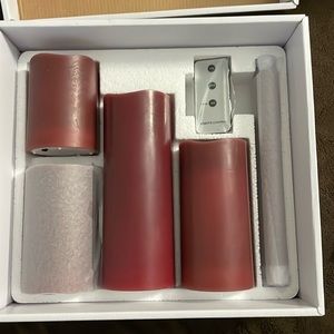 Home Reflections Flameless Candles Ultimate 6-piece set w/remote NEW- cranberry